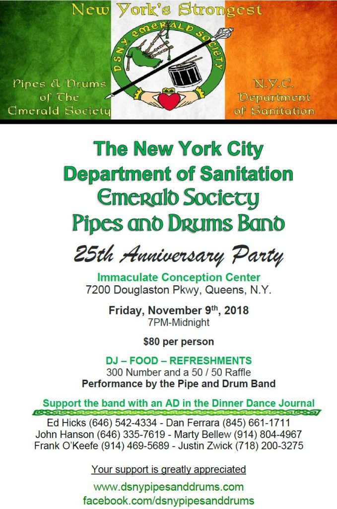 DSNY Emerald Society Pipes and Drums Band Dinner Dance @ Immaculate Conception Center | New York | United States